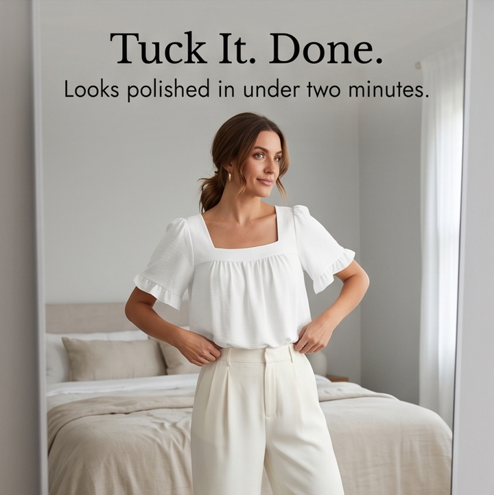 Square Neck Flutter Sleeve Blouse — View 8 | Clova