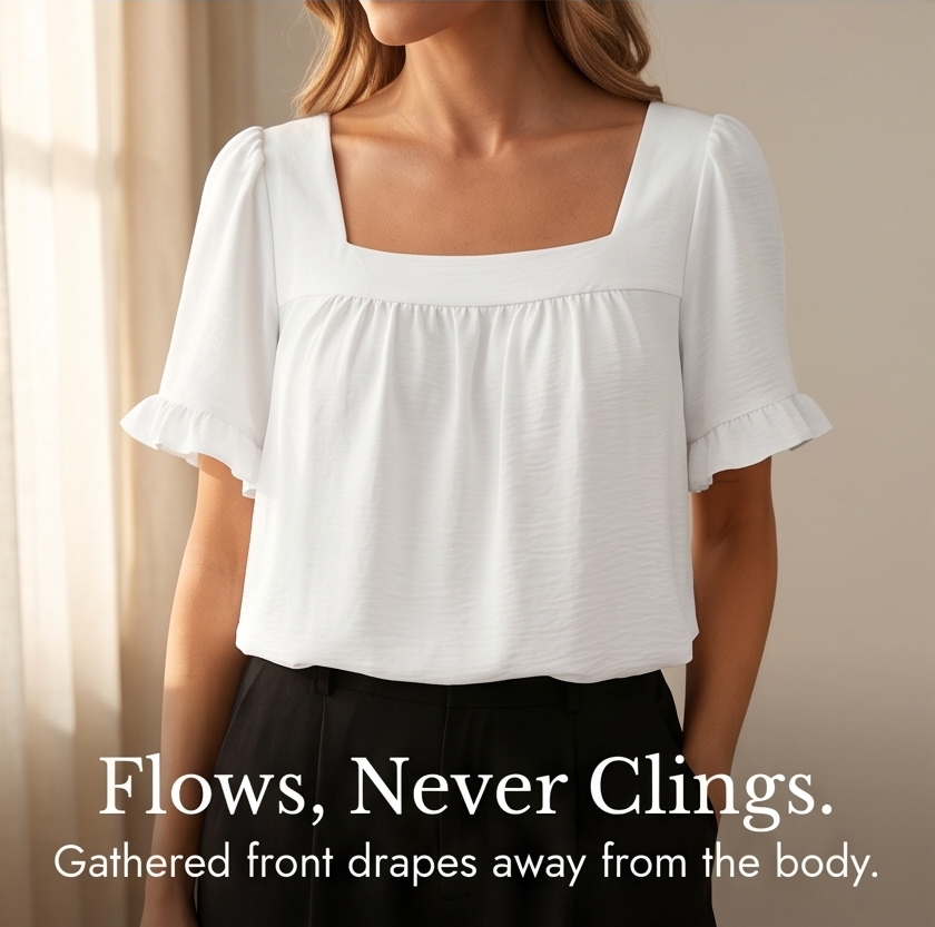 Square Neck Flutter Sleeve Blouse — View 10 | Clova