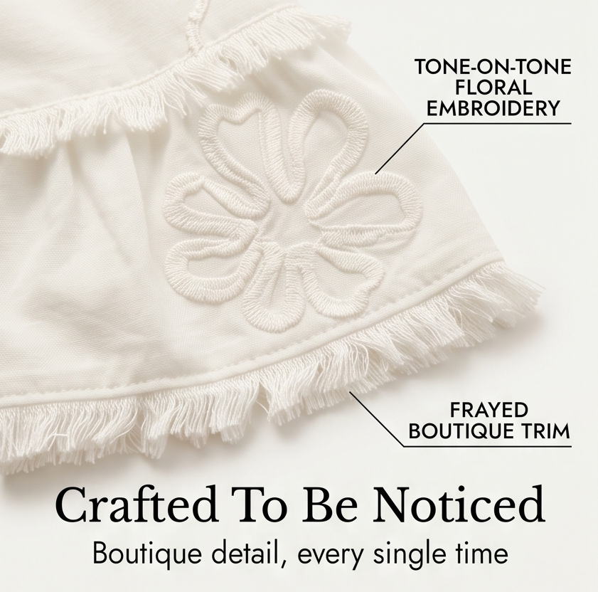Embroidered Ruffle Blouse — View 7 | Clova