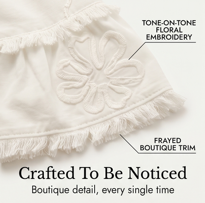 Embroidered Ruffle Blouse — View 7 | Clova