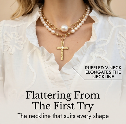 Embroidered Ruffle Blouse — View 8 | Clova