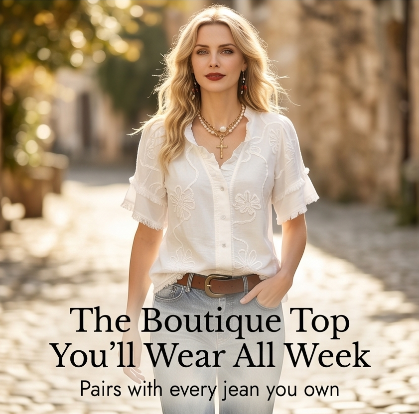 Embroidered Ruffle Blouse — View 10 | Clova
