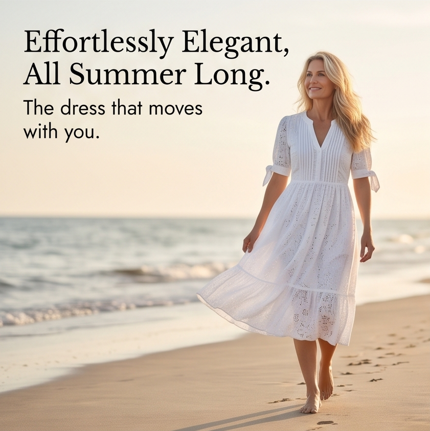 Eyelet Midi Dress with Tie-Bow Sleeves — View 6 | Clova