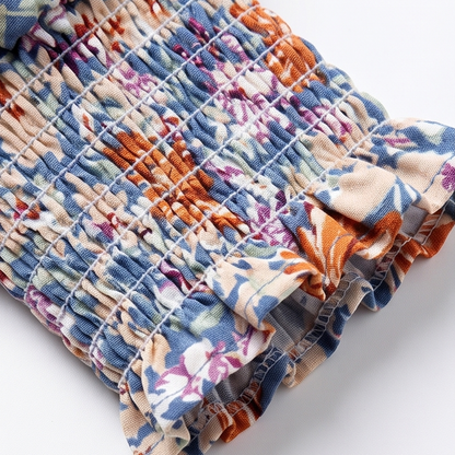 Floral Puff Sleeve V-Neck Blouse — View 6 | Clova