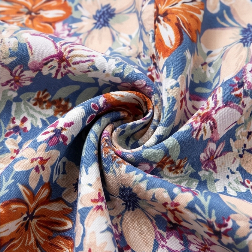 Floral Puff Sleeve V-Neck Blouse — View 9 | Clova