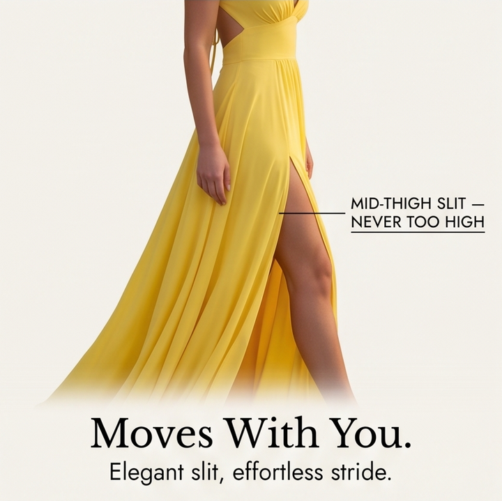 Flowing V-Neck Maxi Dress — View 9 | Clova