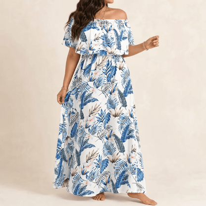 Off-Shoulder Floral Maxi Dress with Hidden Pockets — View 17 | Clova