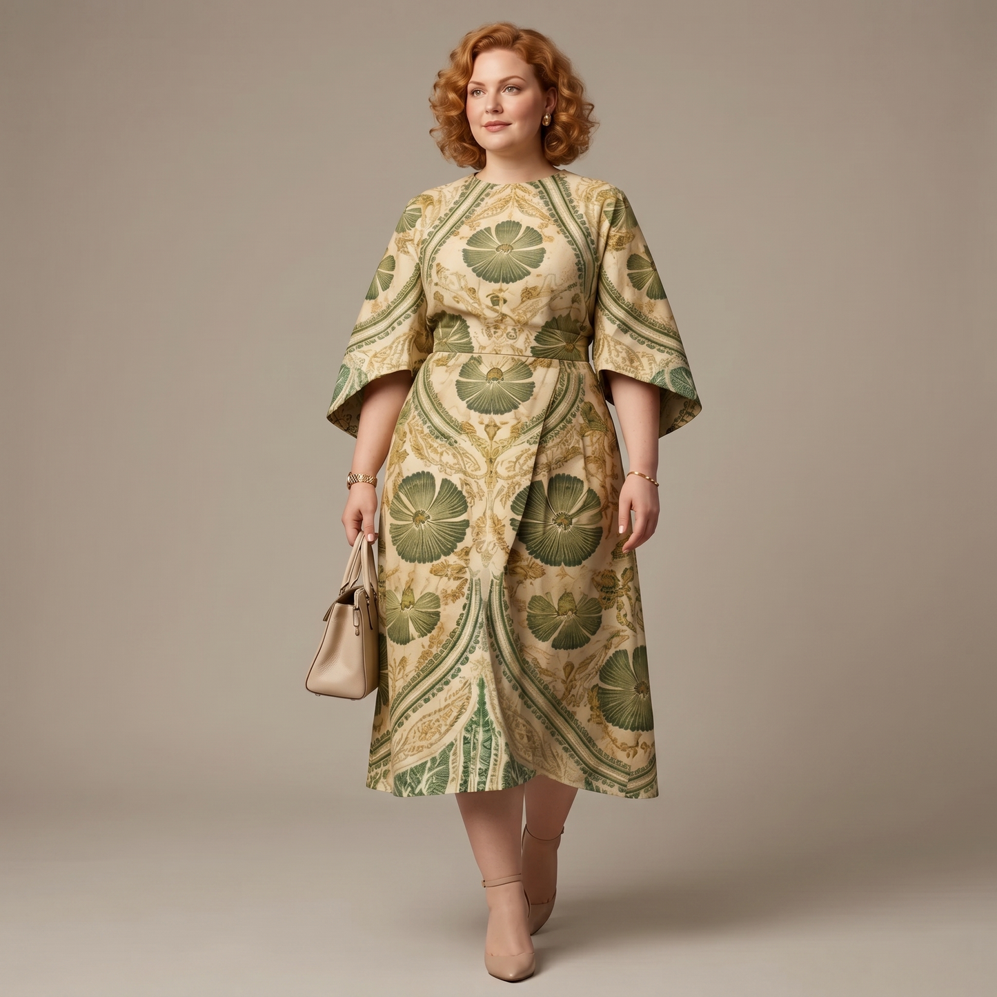 Serenza Vintage Tapestry Midi Dress for Curves — View 2 | Clova