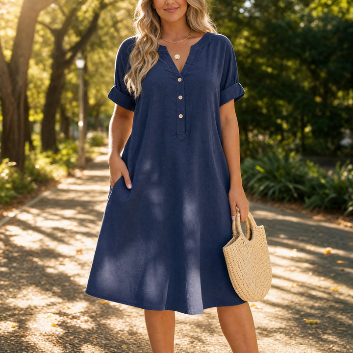 Breezy V-Neck Boho Sundress with Pockets | Clova Women&