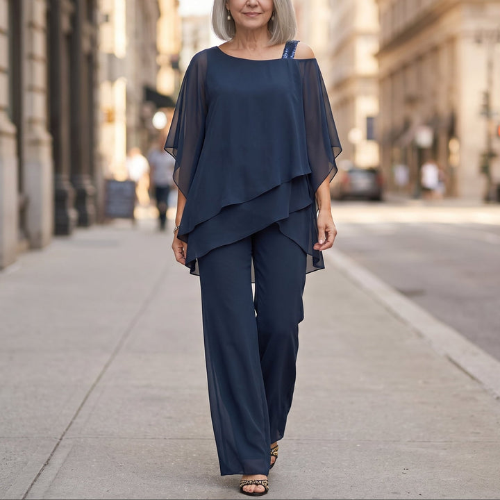 Asymmetric Chiffon Two-Piece Set | Clova Women&