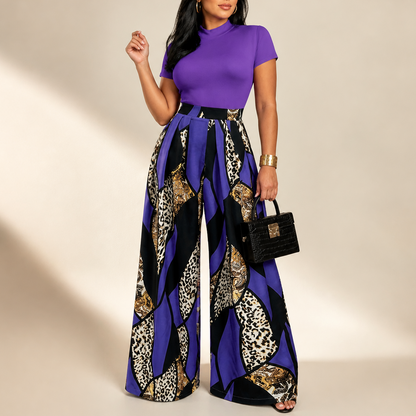 Bold Print Wide-Leg Two Piece Set | Clova Women's Fashion