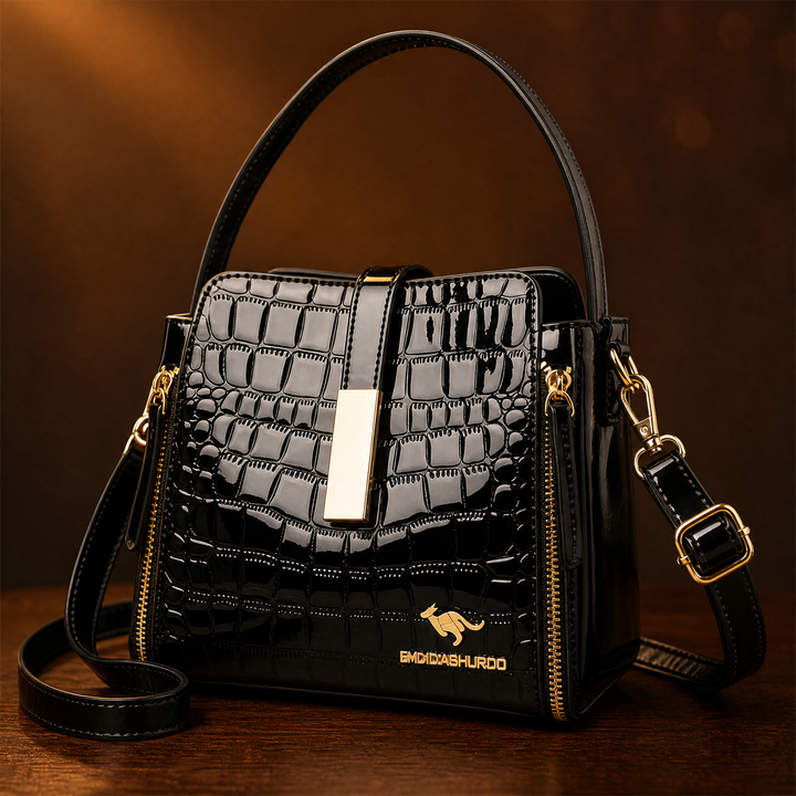 Glossy Croc Crossbody Handbag