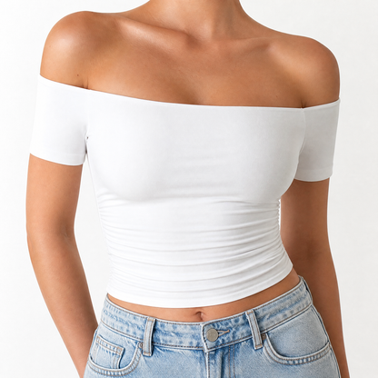 Velora Off-Shoulder Slim Fit Top | Clova Women's Fashion