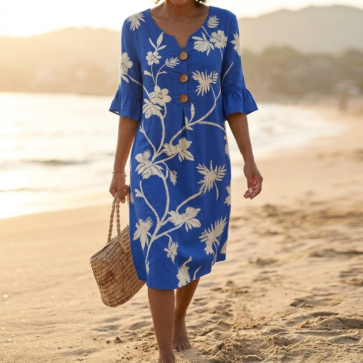 Embroidered Floral Midi Dress | Clova Women&