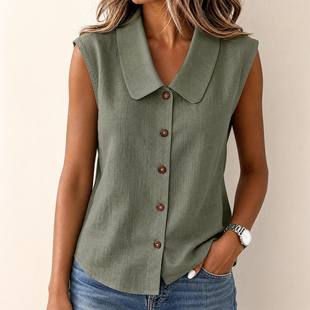 Breezy Collared Summer Top | Clova Women's Fashion