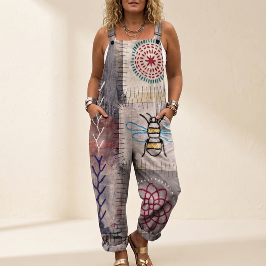 QueenBee Artisan Print Plus-Size Overall | Clova Women's Fashion