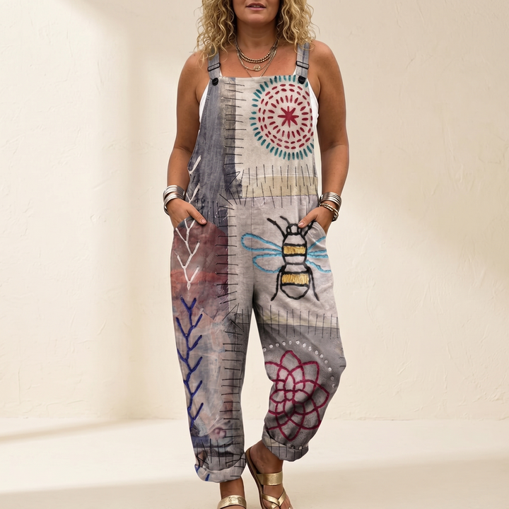 QueenBee Artisan Print Plus-Size Overall | Clova Women&