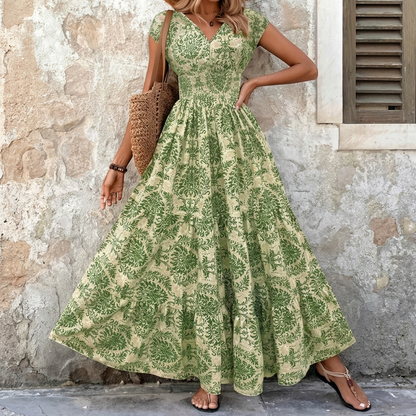 Smocked Floral Maxi Dress | Clova Women's Fashion