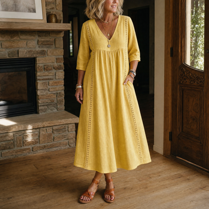 Relaxed Midi Dress with Pockets | Clova Women's Fashion