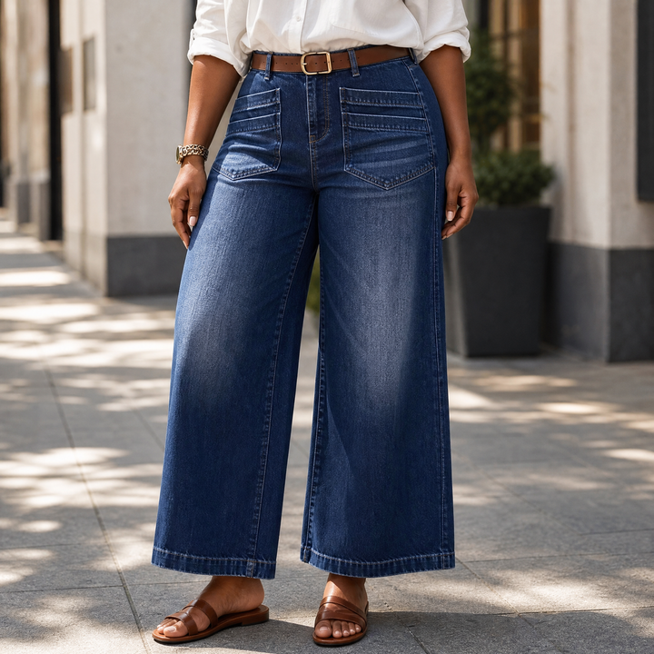 Patch-Pocket Wide-Leg Jeans | Clova Women&
