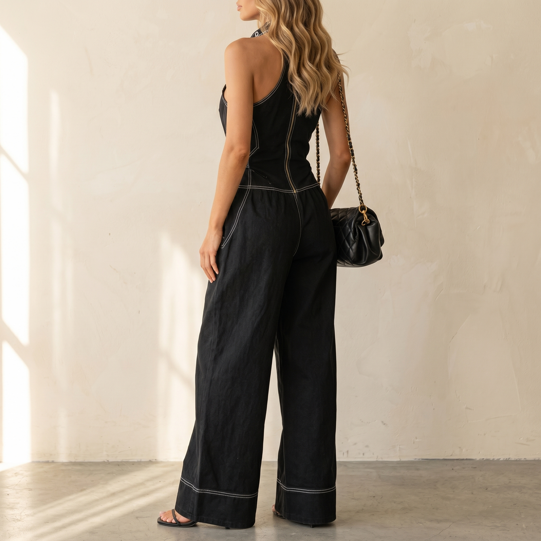 Sculpted Halter Jumpsuit — View 2 | Clova