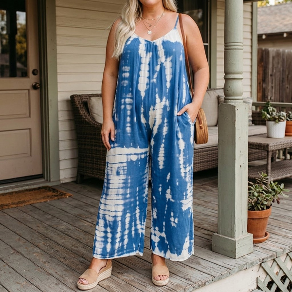 Wide-Leg Tie-Dye Jumpsuit