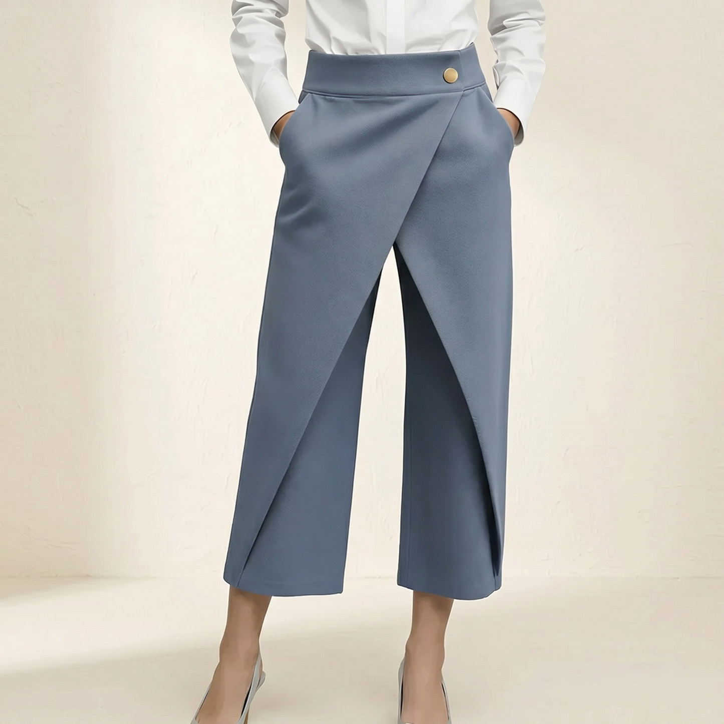 Wrap-Front Wide-Leg Pants — View 2 | Clova