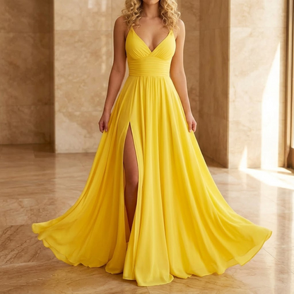 Flowing V-Neck Maxi Dress | Clova Women's Fashion
