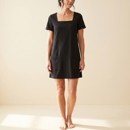 Soft Square-Neck Pocket Dress — View 2 | Clova