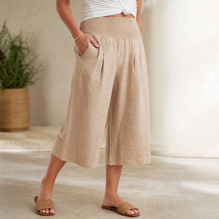 Smocked-Waist Culottes | Clova Women&