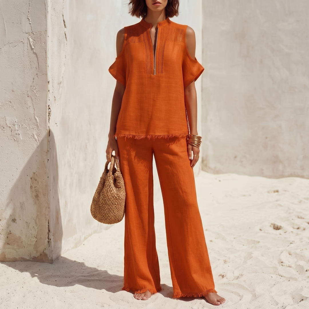Crochet Linen Vacation Set | Clova Women's Fashion