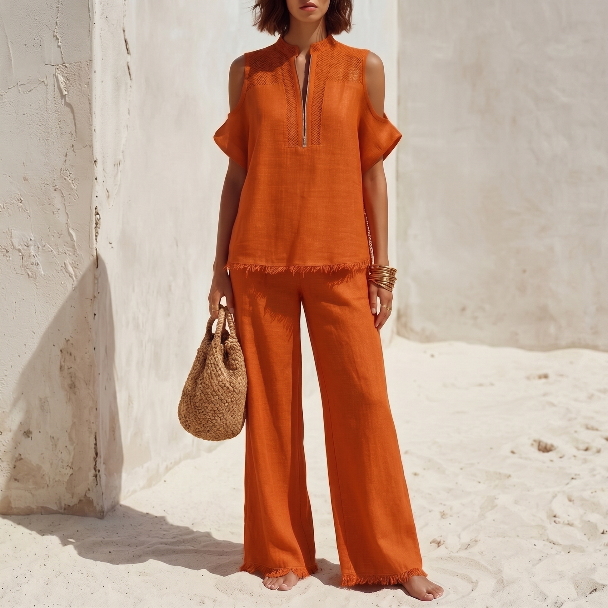 Crochet Linen Vacation Set | Clova Women's Fashion