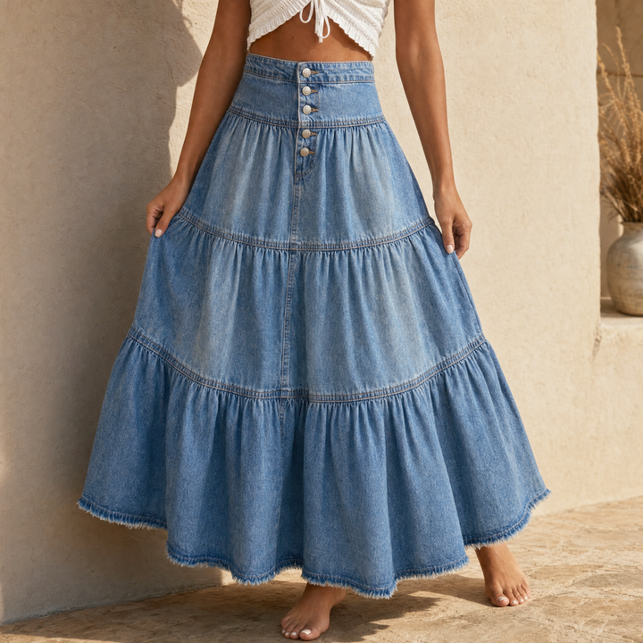 Soft Button-Front Maxi Skirt | Clova Women&