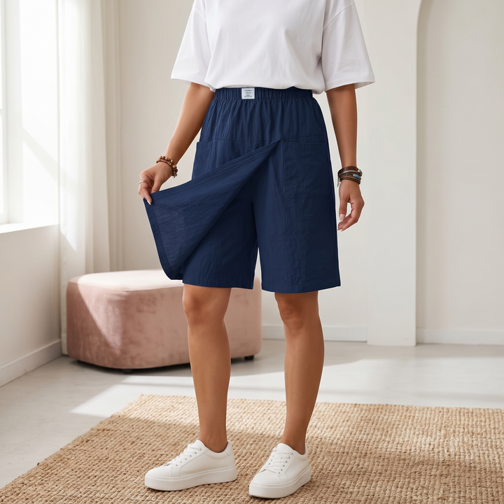 Wrap-Front Skort with Hidden Shorts — View 2 | Clova