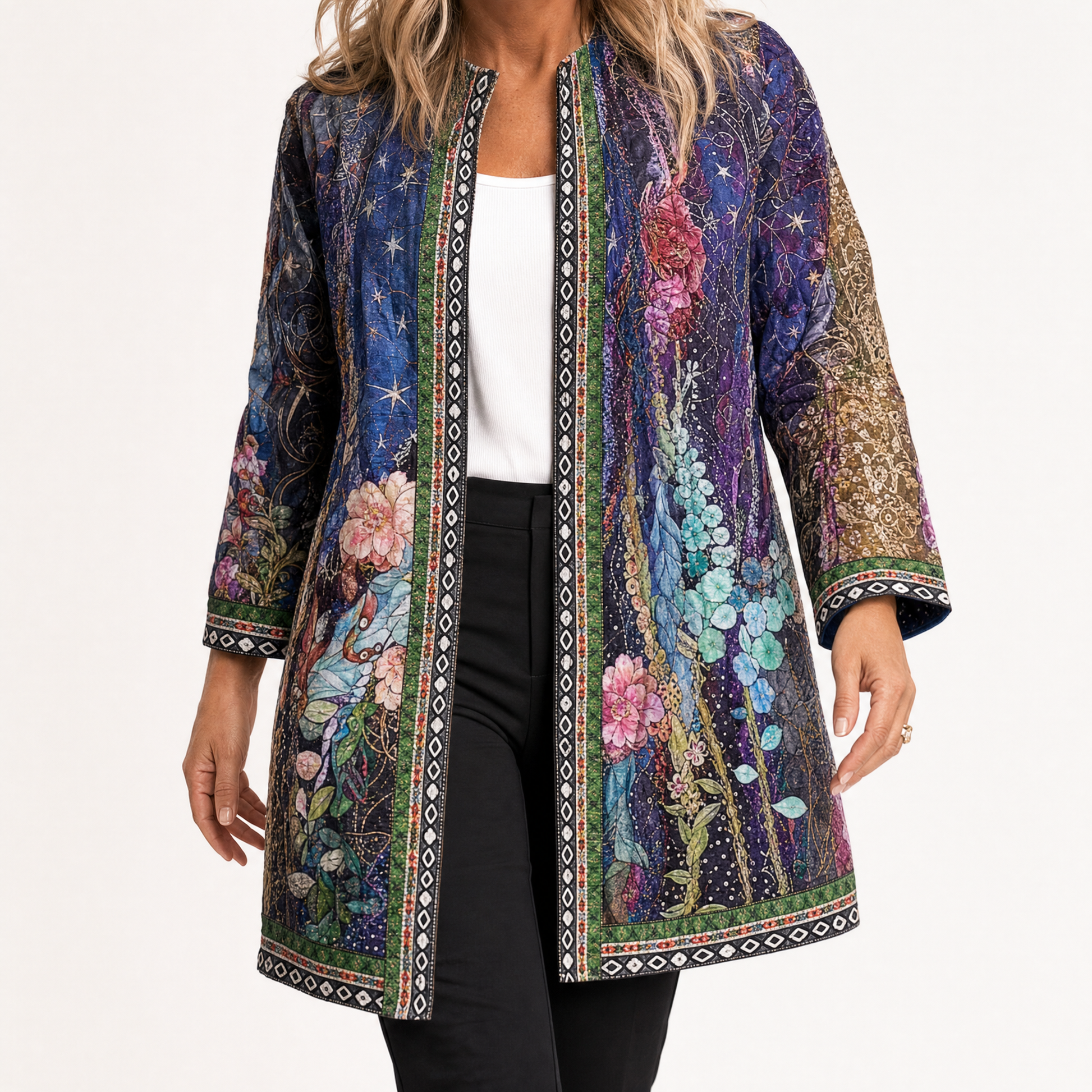 Art-Print Open Jacket for Effortless Style | Clova Women's Fashion