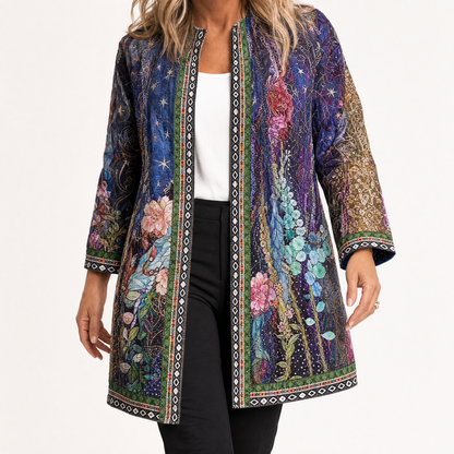 Art-Print Open Jacket for Effortless Style | Clova Women's Fashion
