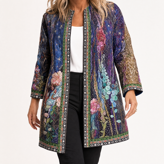 Art-Print Open Jacket for Effortless Style | Clova Women's Fashion