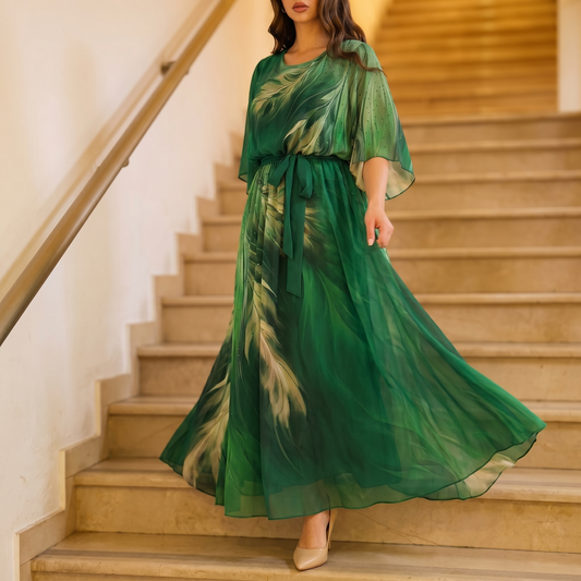 Aurelinea Painted Chiffon Maxi Dress | Clova Women's Fashion
