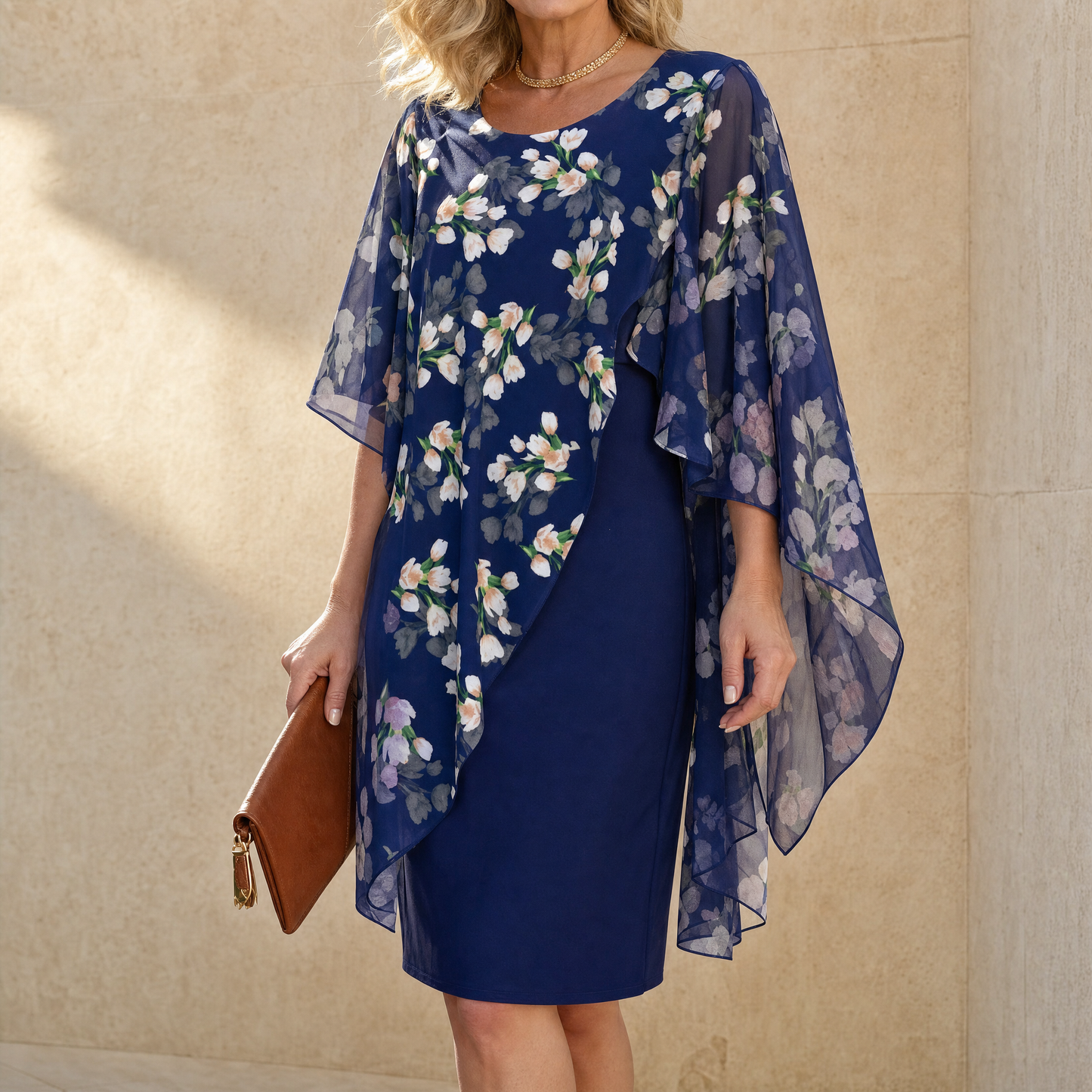 Elegant Overlay Sheath Dress — View 2 | Clova