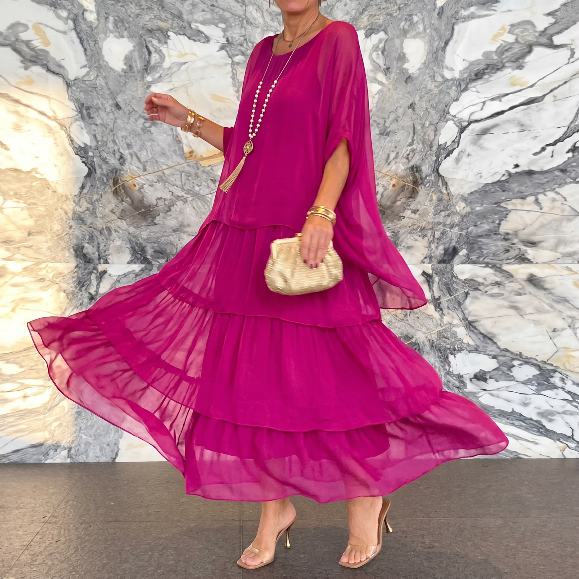 Elegant Tiered Dress for Events — View 2 | Clova