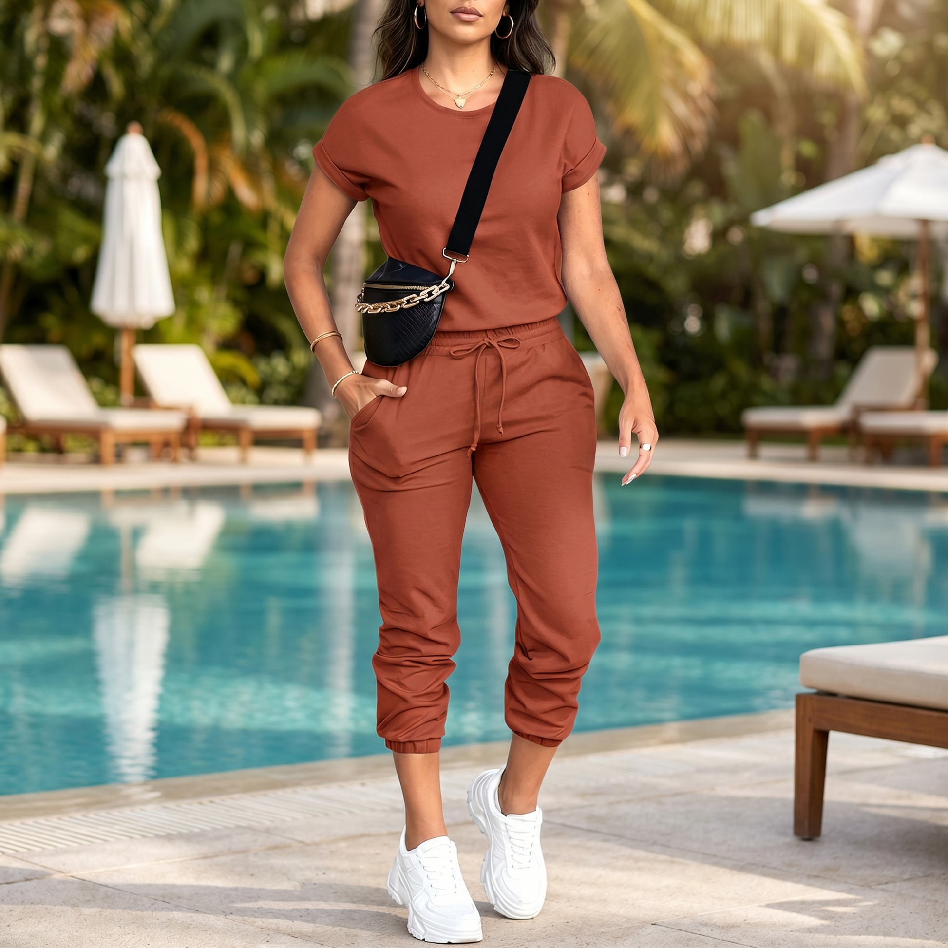 Matching Tee & Jogger Set with Pockets — View 2 | Clova