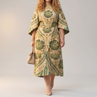 Serenza Vintage Tapestry Midi Dress for Curves | Clova Women's Fashion