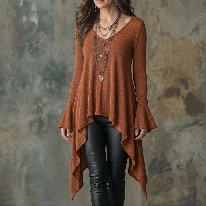 Flowy Handkerchief-Hem Knit Tunic | Clova Women&