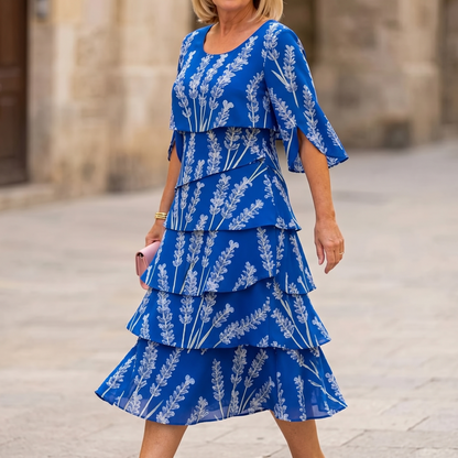 Lumielle Tiered Floral Midi Dress for Special Occasions — View 2 | Clova