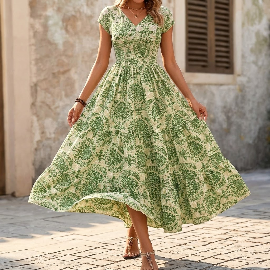 Smocked Floral Maxi Dress — View 2 | Clova