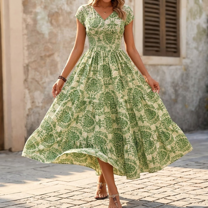 Smocked Floral Maxi Dress — View 2 | Clova