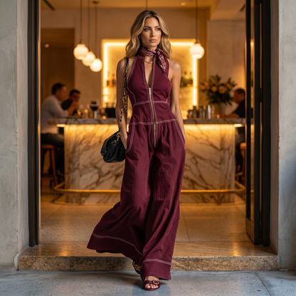 Sculpted Halter Jumpsuit — View 3 | Clova