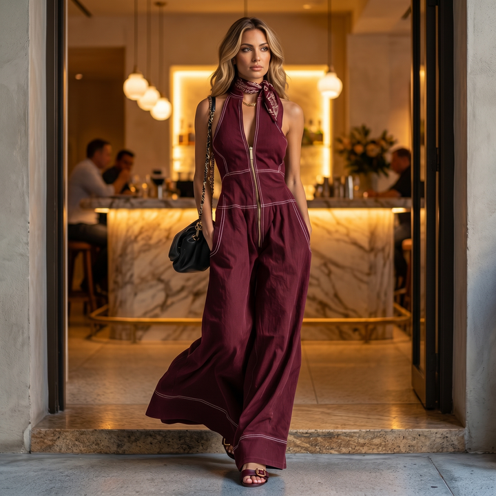 Sculpted Halter Jumpsuit — View 3 | Clova