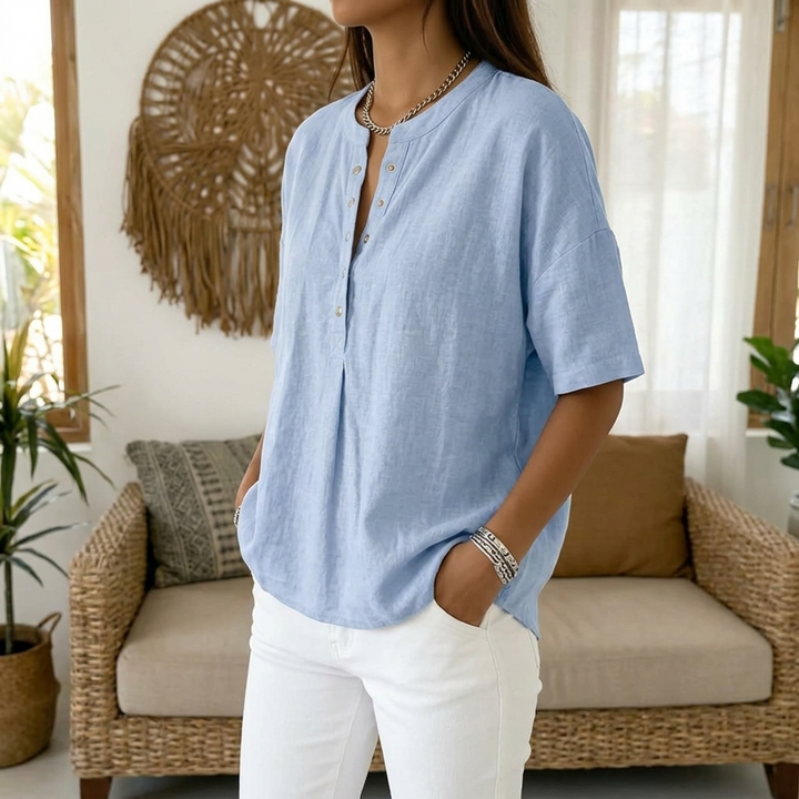 Effortless Henley Blouse | Clova Women&