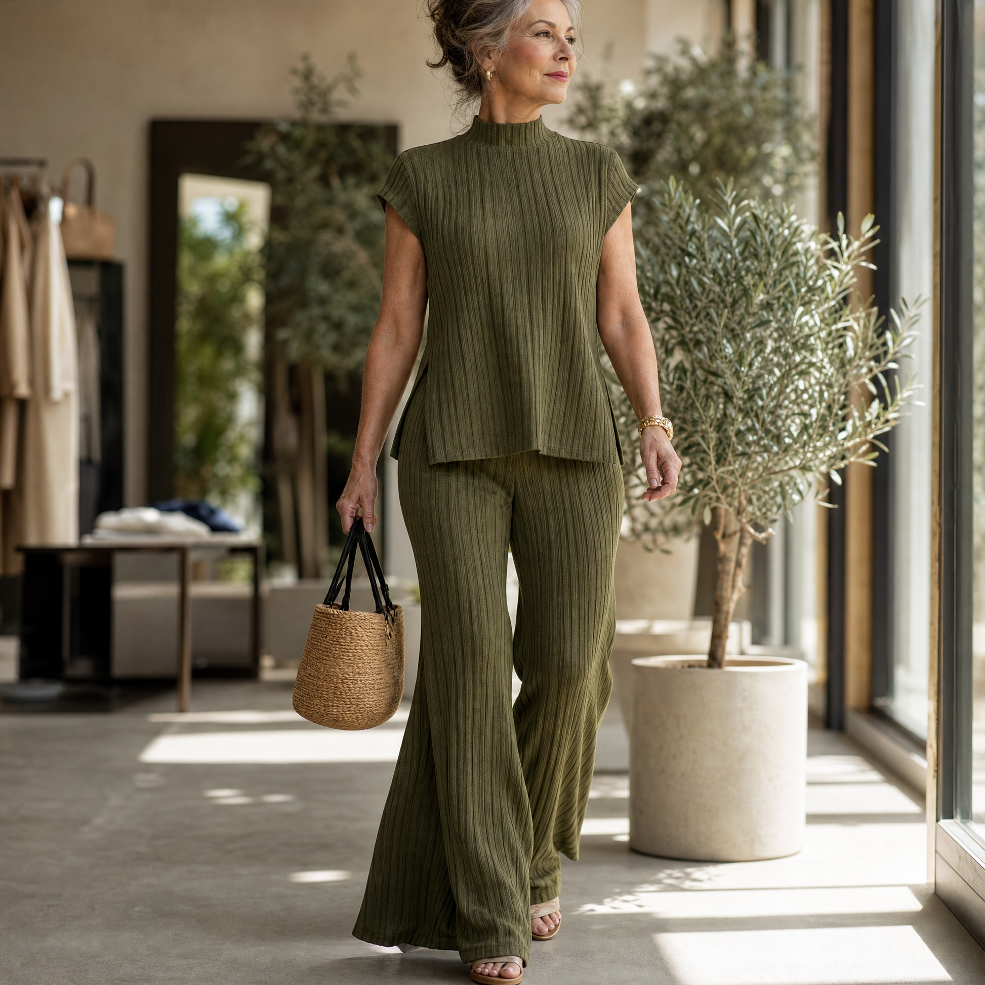 Ribbed Knit Two-Piece Set — View 2 | Clova